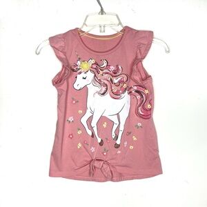 Tommy Bahama Pink Unicorn Girls Tie Waist Top L (10/12)